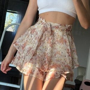 Indikah, Floral Layered Skirt Shorts  with Bow, size:S